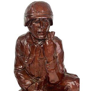 Vintage US Soldier Statue Figure Military Uniform Rifle Wetherbee 1991 Red Mill